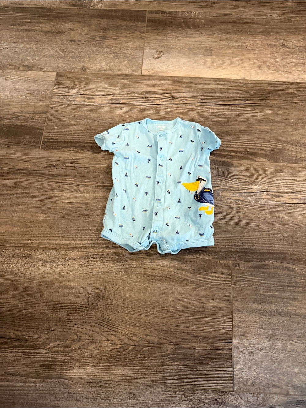 Carters Light Blue Baby One-Piece Romper with Duck Graphic